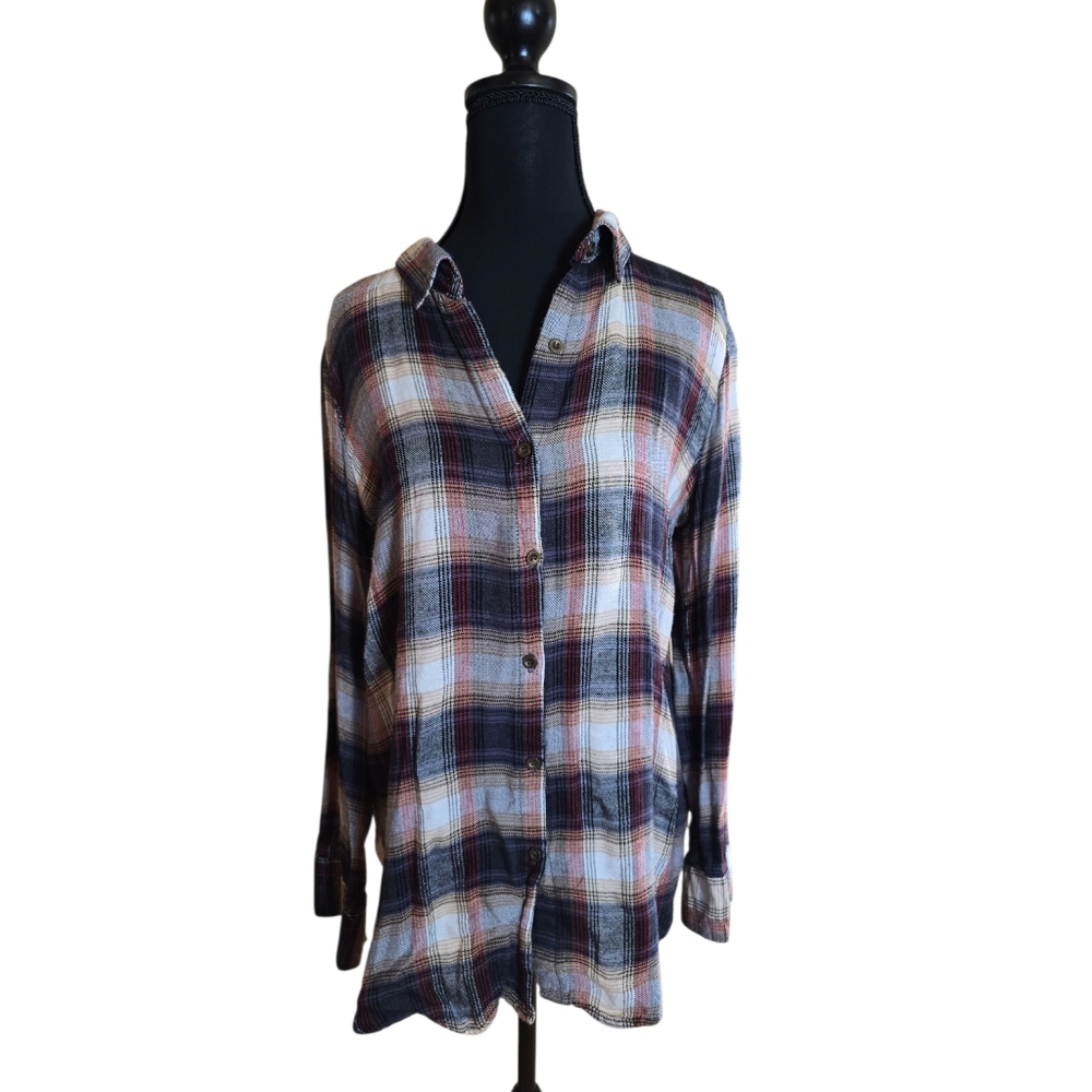 About A Girl Cabincore Multicolor Plaid Shirt M